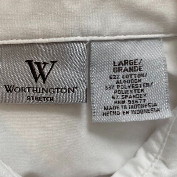 Worthington Stretch Fitted Pleated Button Down Shirt Women Size Large - Picture 5 of 8